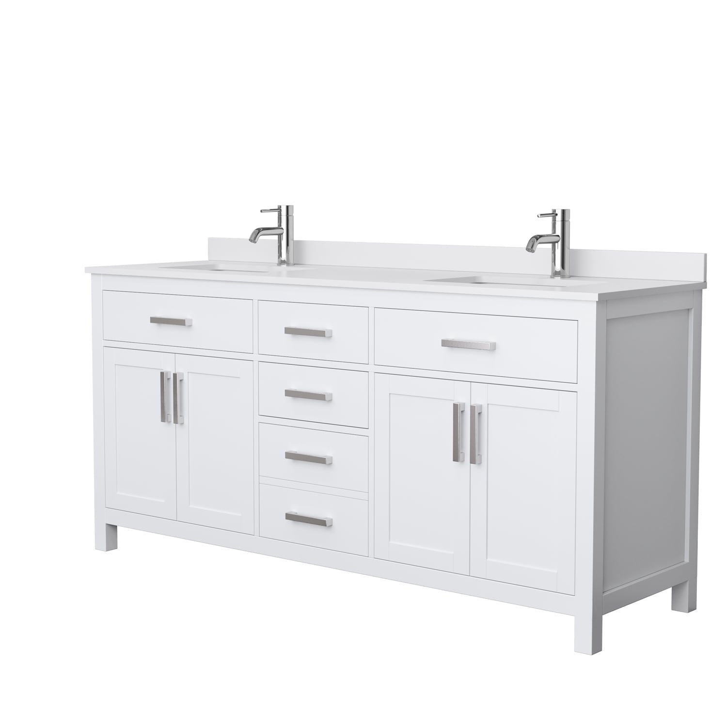 Beckett 72 Inch Double Vanity White Cultured Marble Top No Mirror