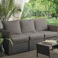 Beckworth Sunbrella Charcoal Canvas Indoor Outdoor Corded Pillow And Cushion 6 Pc Sofa Set