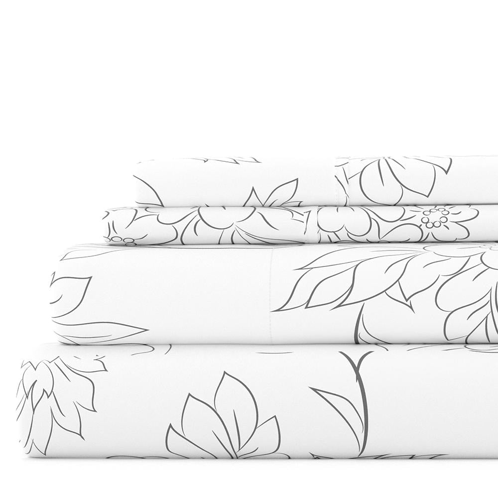 Merit Linens 4 Piece Premium Ultra Soft Vine Pattern Bed Sheet Set