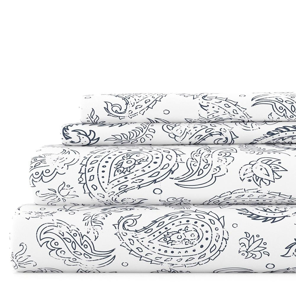 Merit Linens Coarse Paisley Pattern 4 Piece Bed Sheets Set