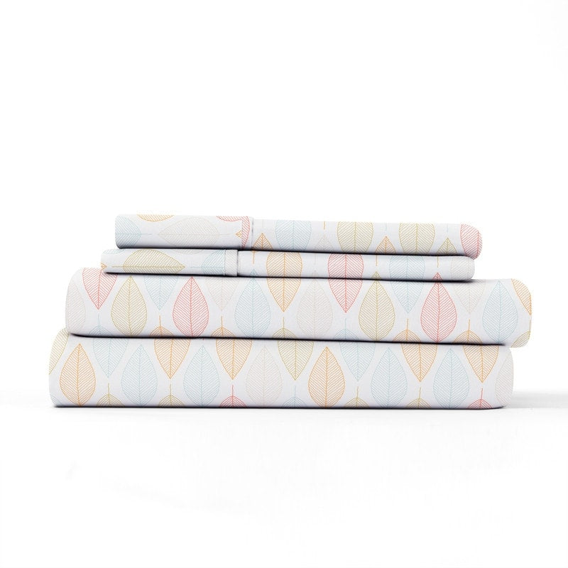 Merit Linens Premium Ultra Soft Fall Foliage Pattern 4 Piece Bed Sheet Set