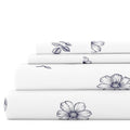 Merit Linens Premium Ultra Soft Indigo Flowers Pattern 4 Piece Bed Sheet Set