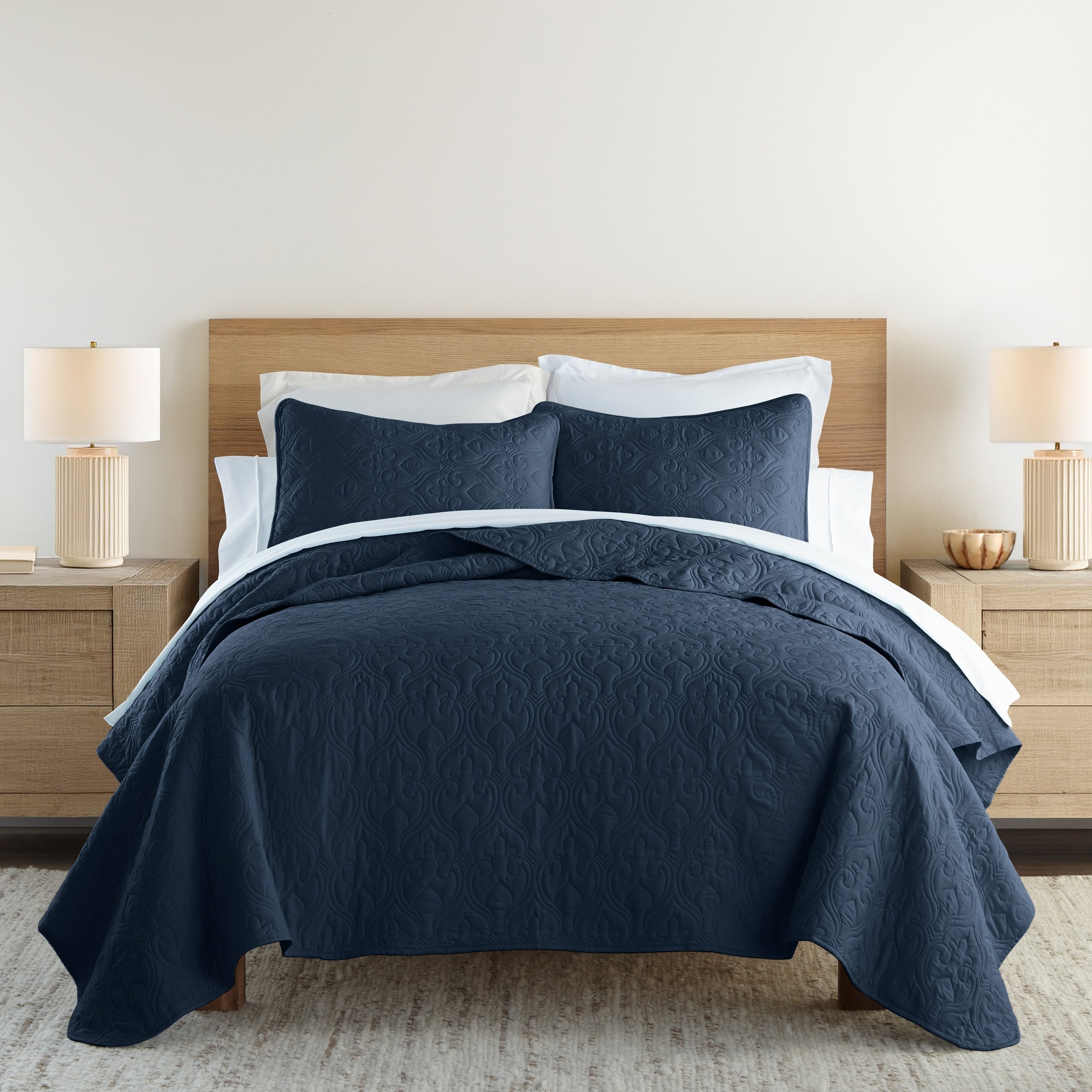 Luxury Ultra Soft Damask Quilted Coverlet Set By Sharon Osbourne Home