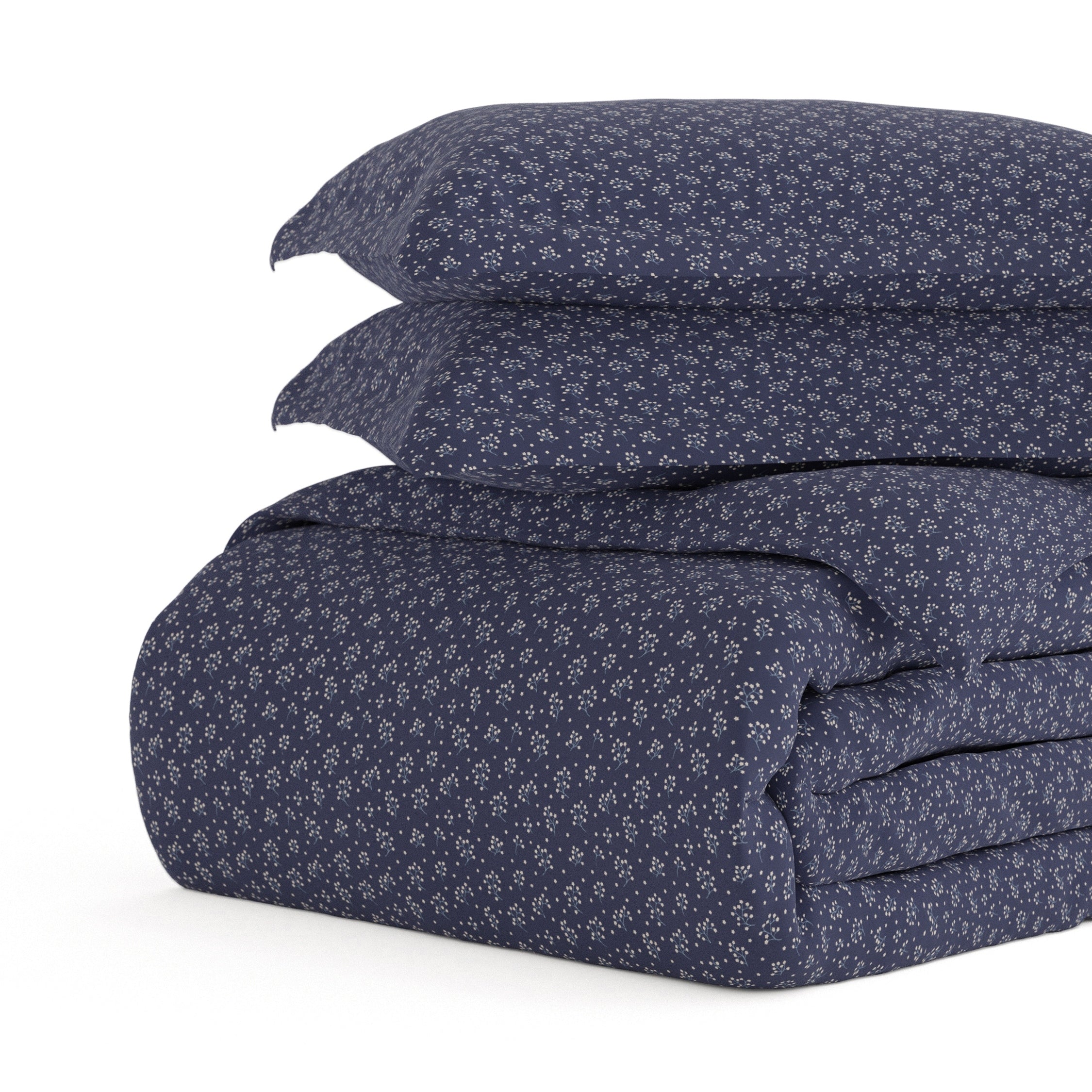 Merit Linens Premium Ultra Soft Midnight Blossoms Pattern 3 Piece Duvet Cover Set
