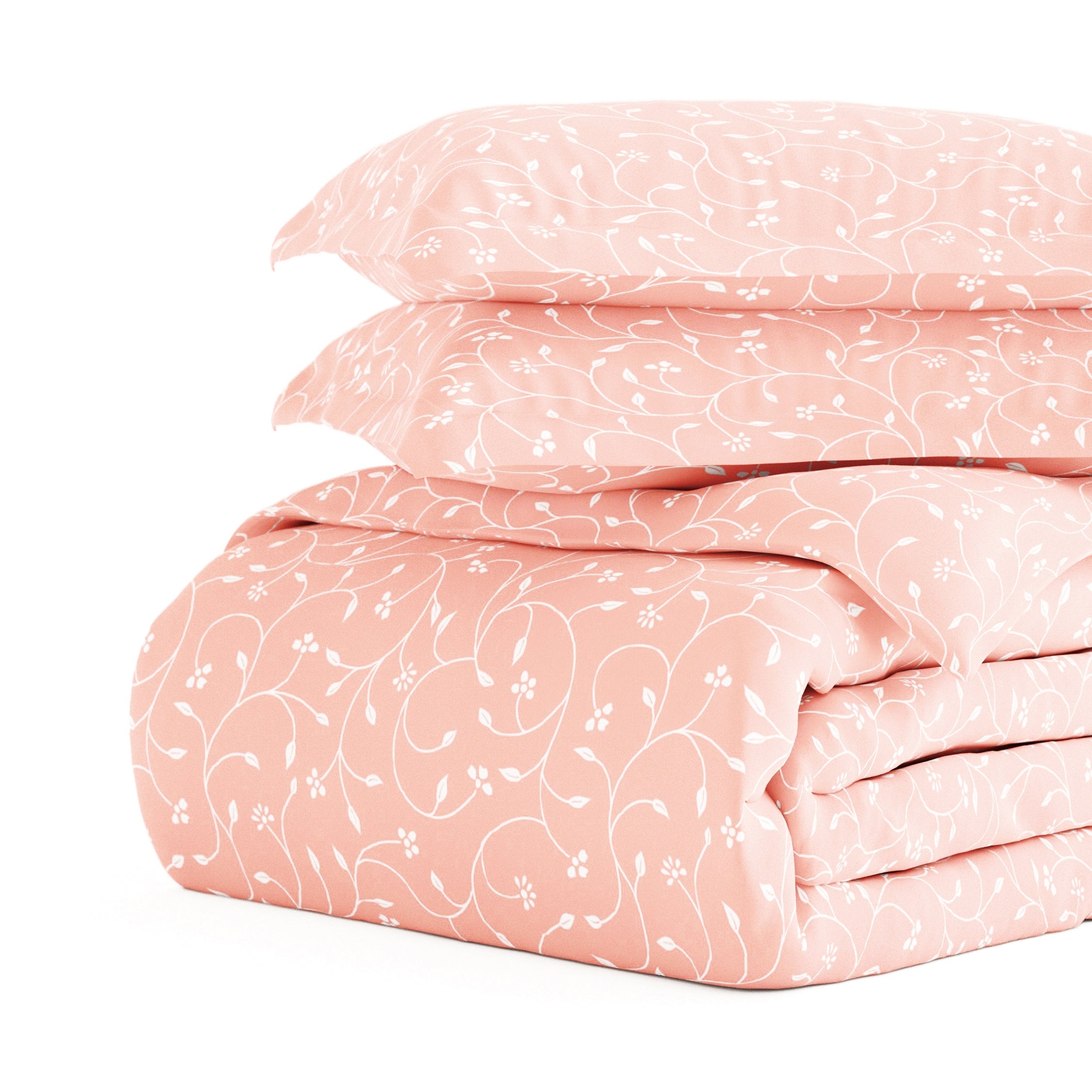 Merit Linens Premium Ultra Soft Pink Buds Pattern 3 Piece Duvet Cover Set