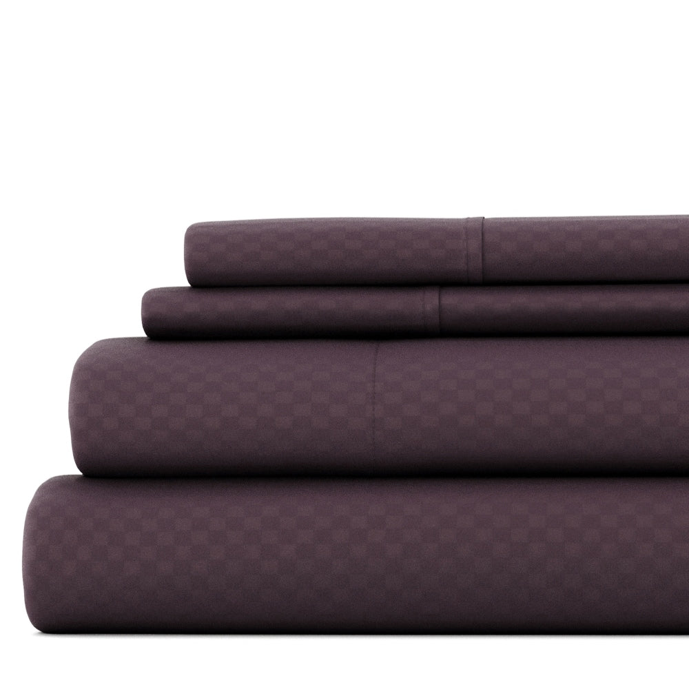 Merit Linens 4 Piece Premium Ultra Soft Checker Design Bed Sheet Set