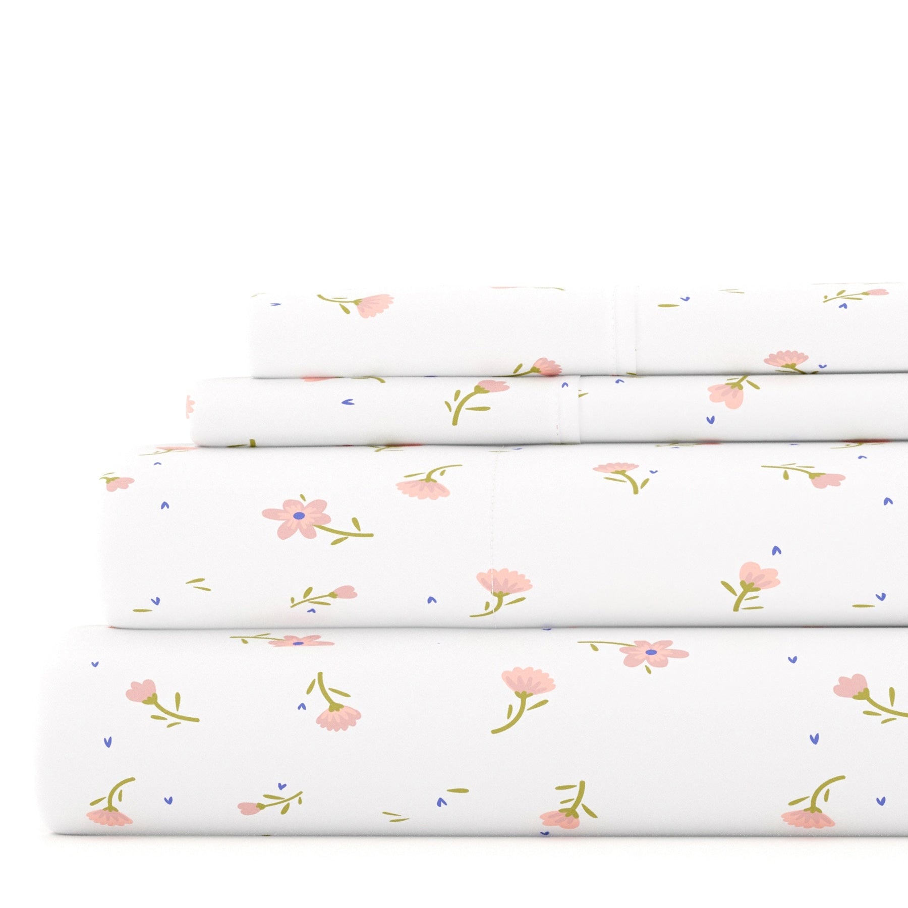 Merit Linens Premium Ultra Soft Floral Pattern 4 Piece Bed Sheet Set