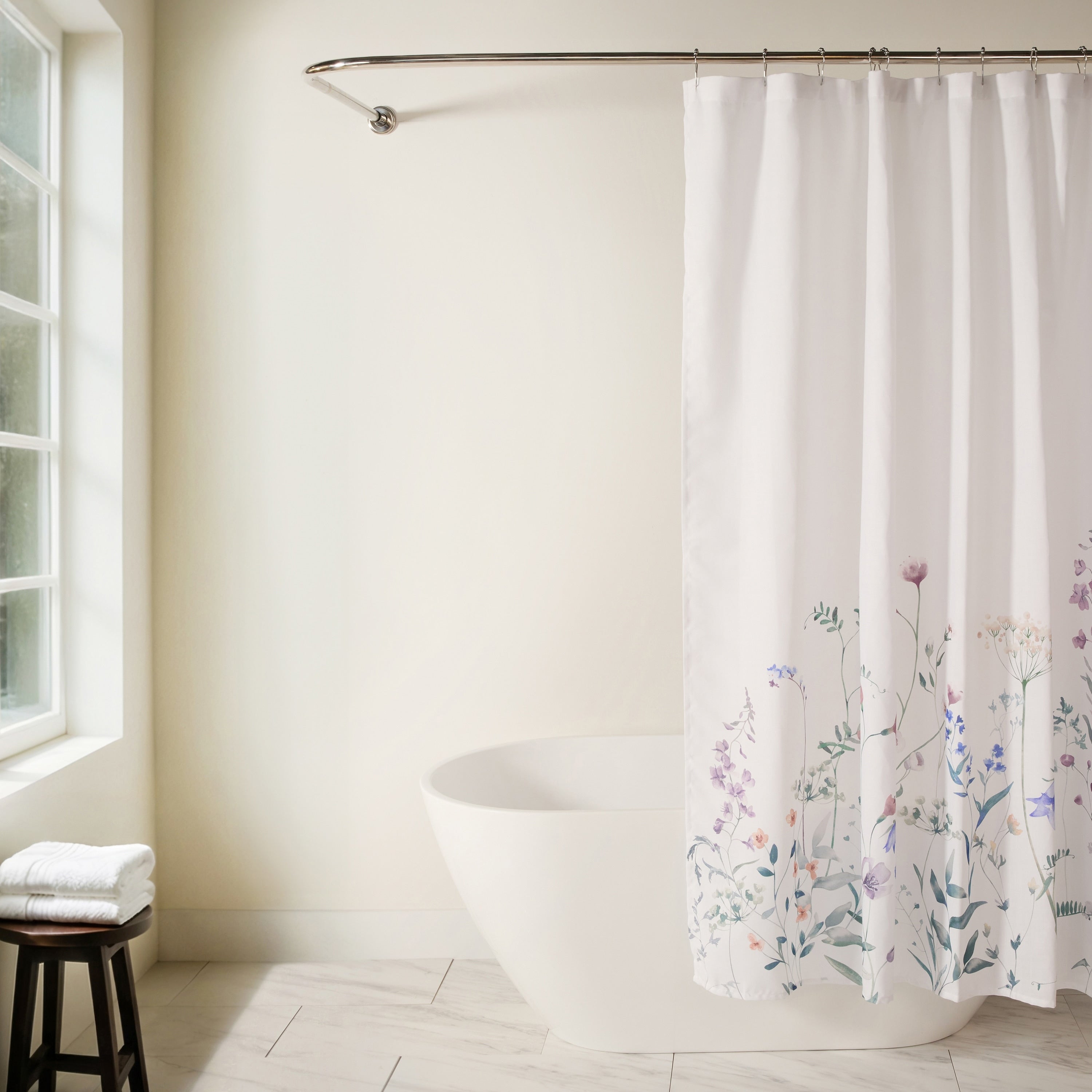 Becky Cameron Timeless Floral Patterned Shower Curtain