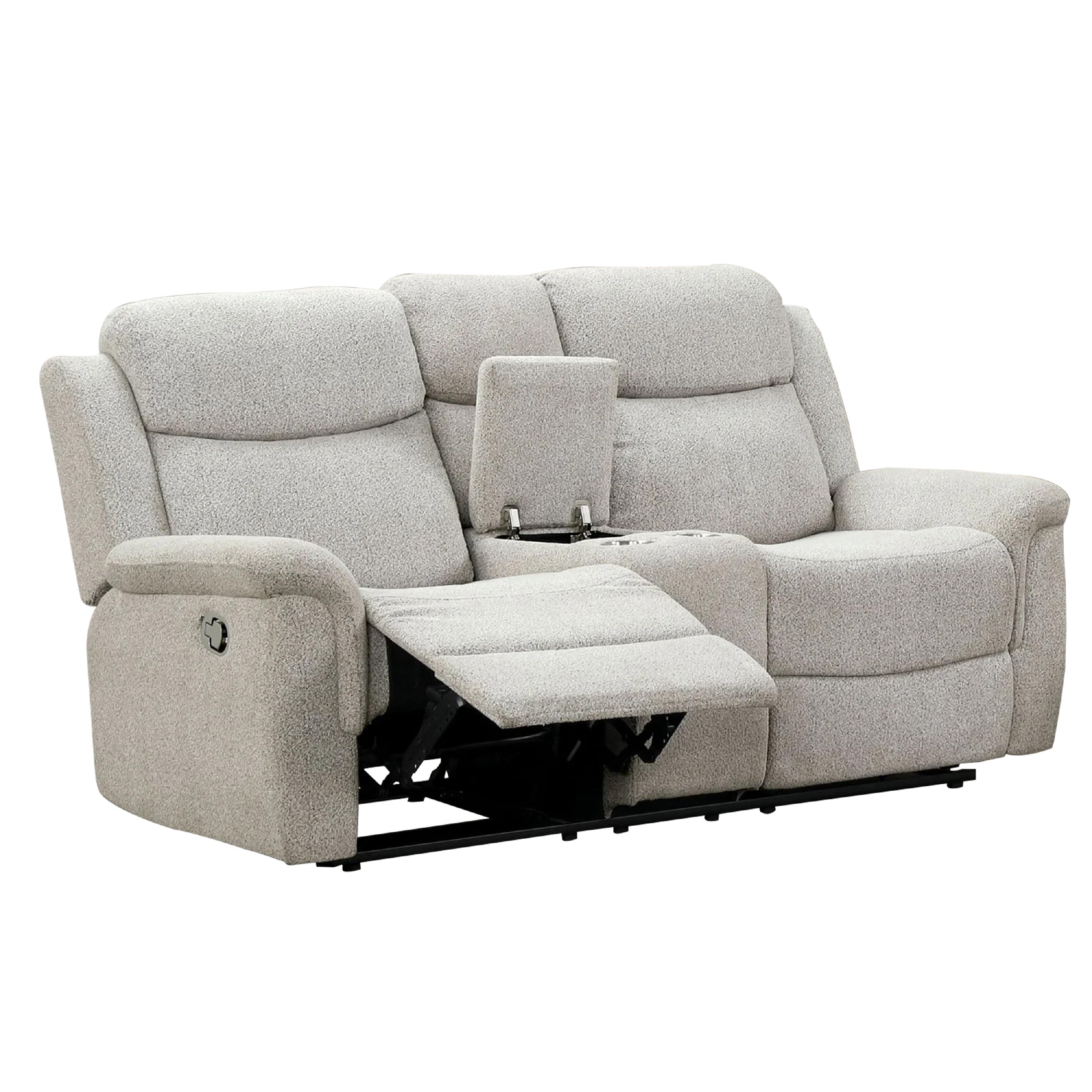 Becy Manual Reclining Loveseat W Console 2 Cup Holders Light Gray
