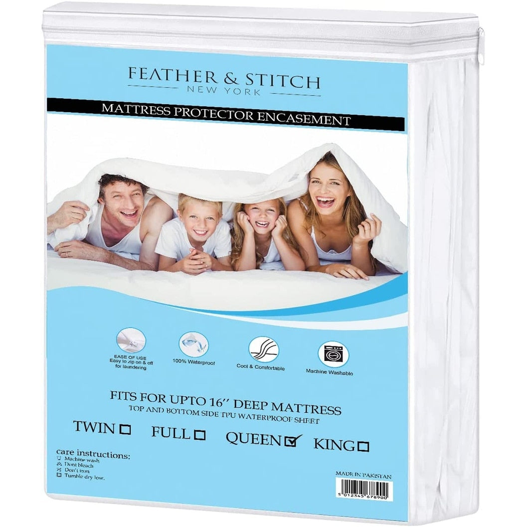 Premium Hypoallergenic Waterproof Mattress Protector Vinyl Free White