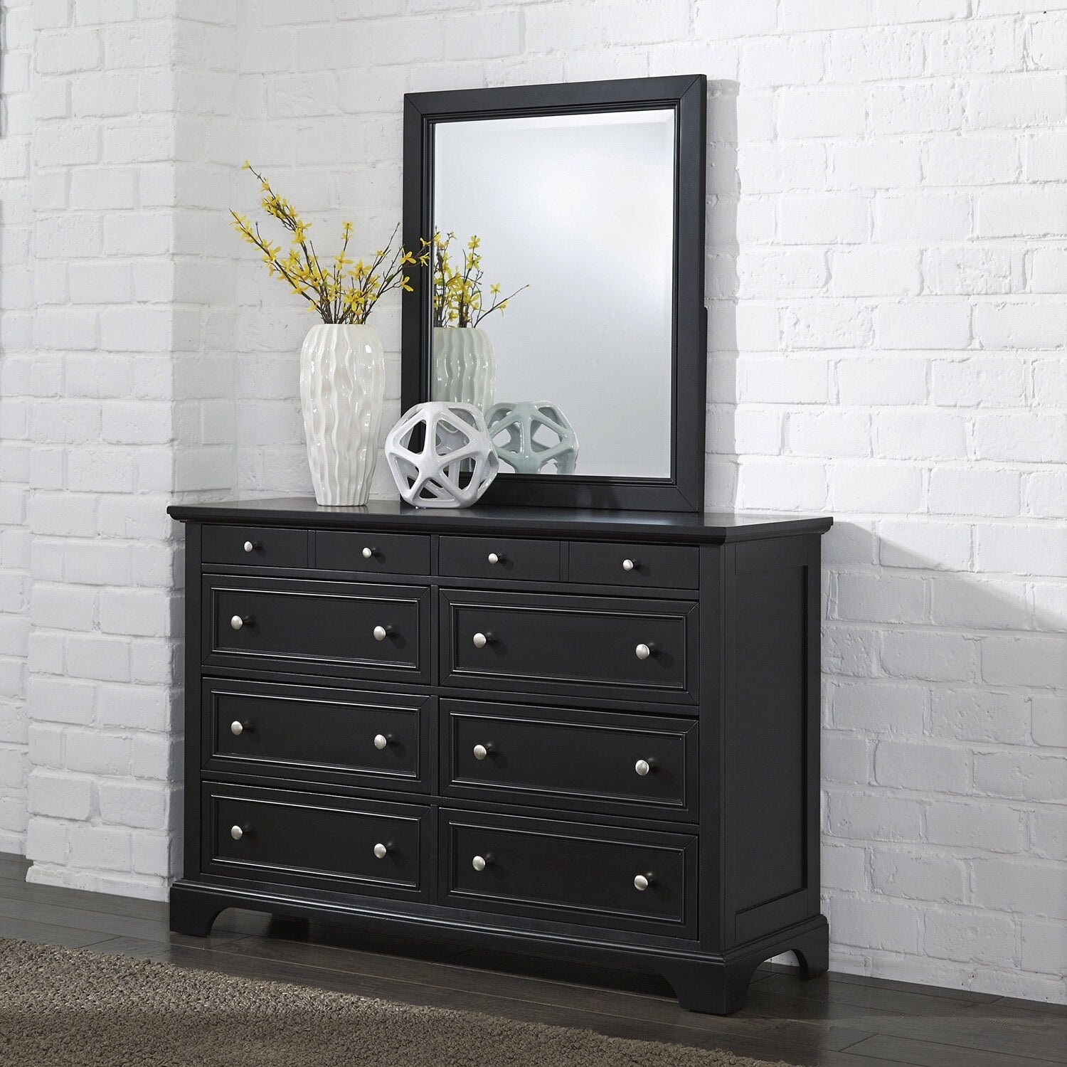 Bedford Black Wood Dresser And Optional Matching Mirror By Home Styles