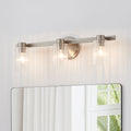 Bedminster 24 Inch 3 Light Brushed Nickel Vanity Light With Clear Ribbed Glass Shades