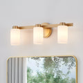 Bedminster 24 Inch 3 Light Champagne Gold Vanity Light With Etched Opal Ribbed Glass Shades
