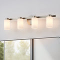 Bedminster 30 Inch 4 Light Brushed Nickel Vanity Light With Etched Opal Ribbed Glass Shades