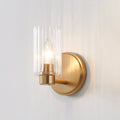 Bedminster 5 Inch 1 Light Champagne Gold Vanity Light With Clear Ribbed Glass Shade