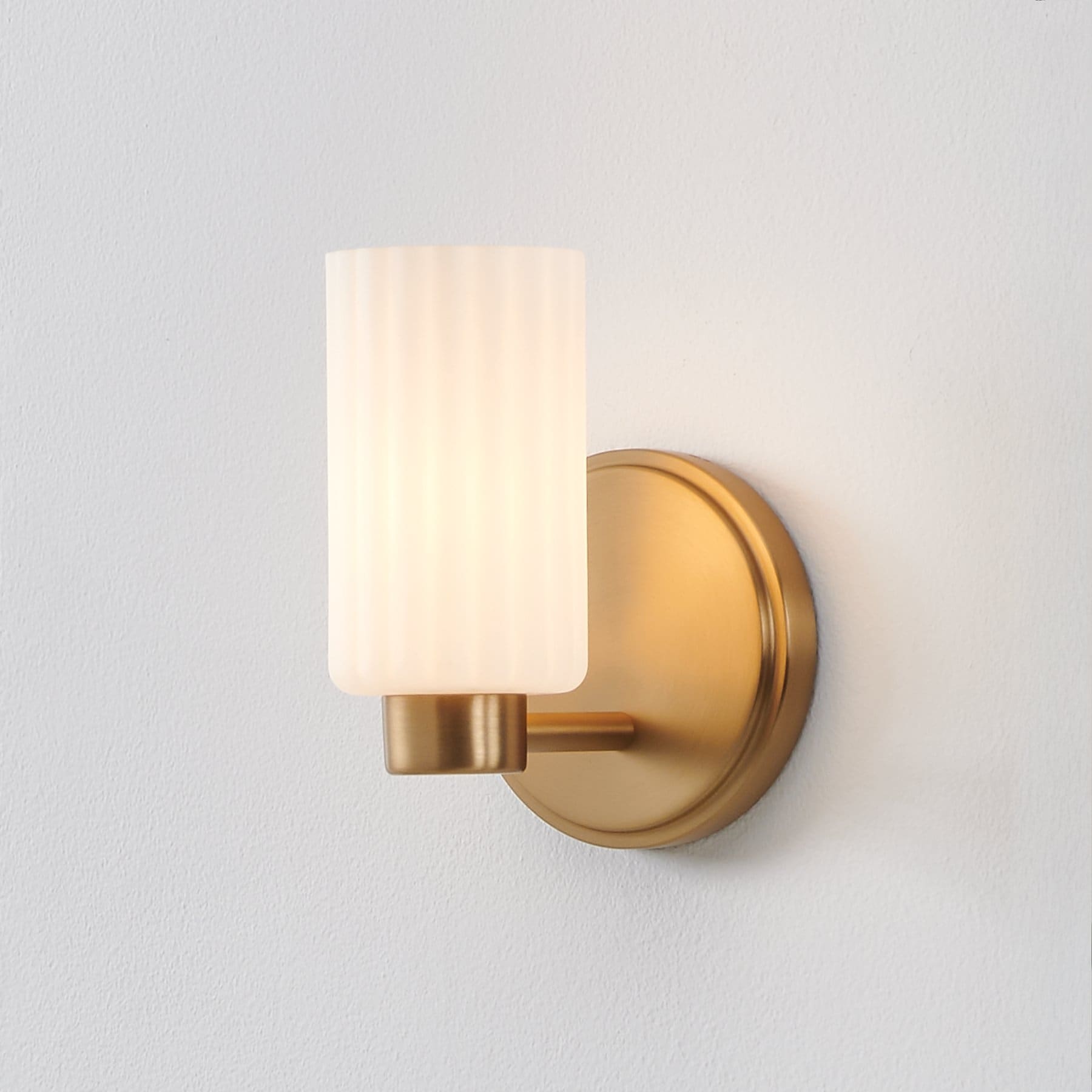 Bedminster 5 Inch 1 Light Champagne Gold Vanity Light With Etched Opal Ribbed Glass Shade