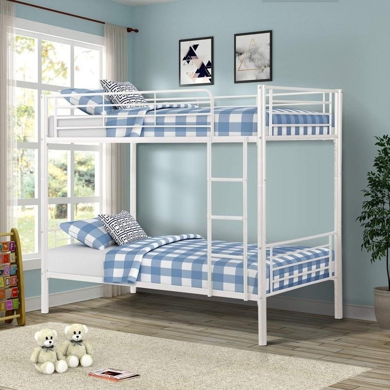 Porch Den Alder Kids Toddler Metal Twin Over Twin Bunk Bed