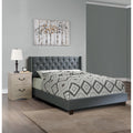 Bedroom Set Blue Gray Finish 3Pc Set Bed 2X Nightstand Pull Handles