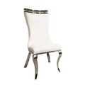 Bedy Dining Side Chair Set Of 2 Textured White Velvet Silver Saber Legs
