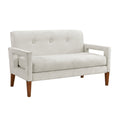 Bei Loveseat Beige Chenille Cushion Walnut Brown Solid Wood 55 Inch