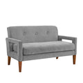 Bei Loveseat Gray Chenille Cushion Walnut Brown Solid Wood 55 Inch