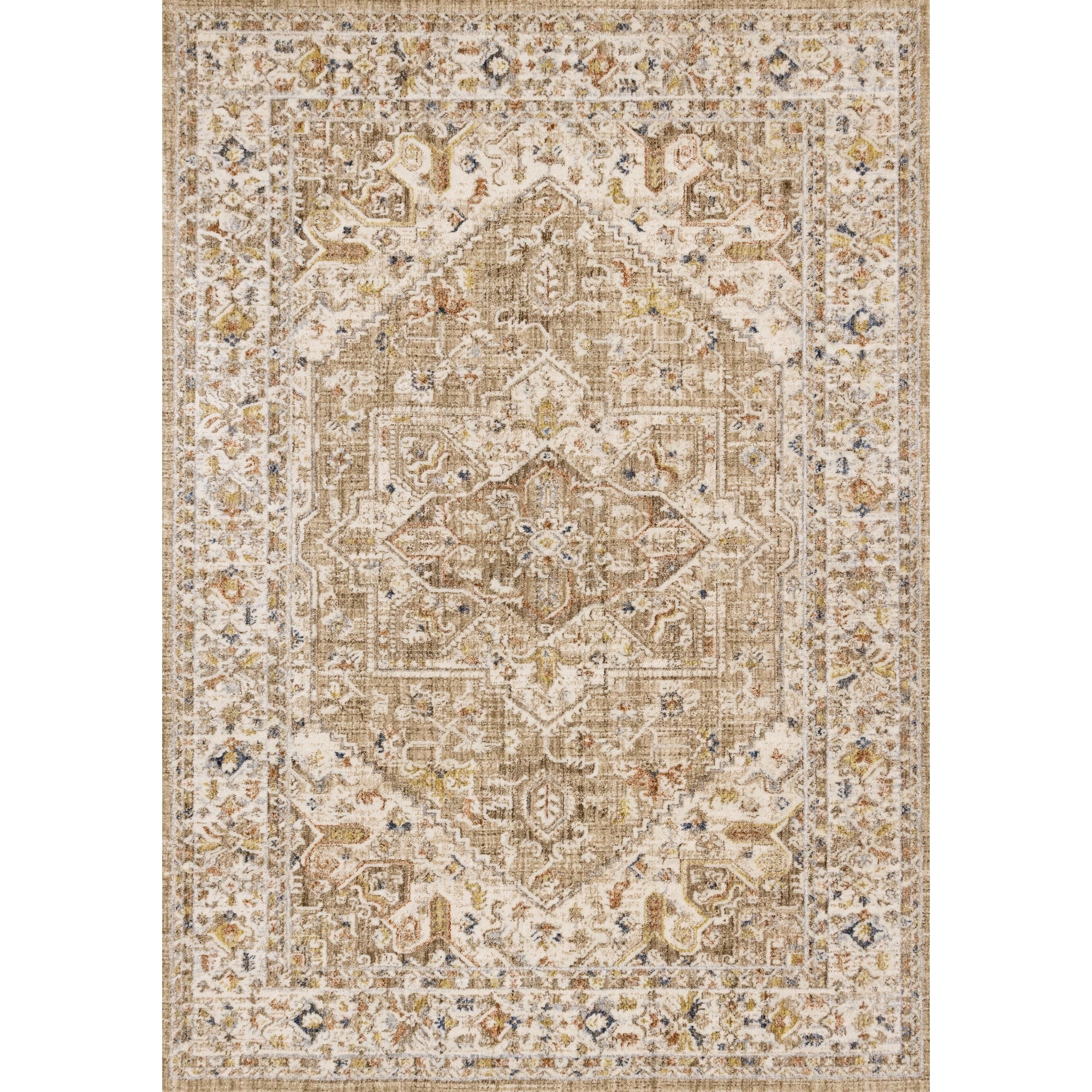 Beige Cream Traditional High Traffic Rug