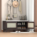 Beige Espresso Rattan Entryway Bench Shoe Bench With Storage Indoor Bench Lounge Bench Ottoman Window Bench