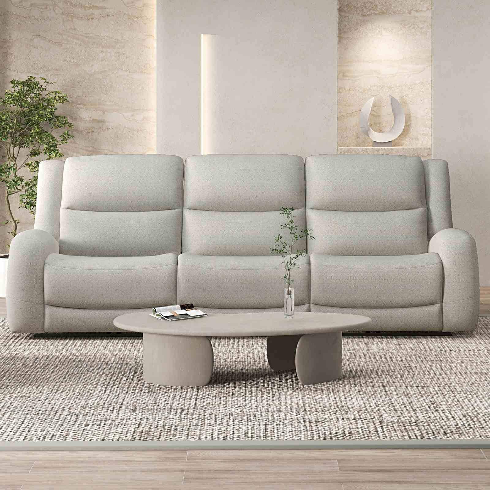 Beige Finish Fabric 1Pc Upholstered Recliner Sofa