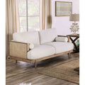 Beige Finish Solid Wood Frame Loveseat Rattan Details 1Pc