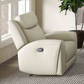 Beige Finish Top Grain Leather 1Pc Fully Upholstered Manual Recliner