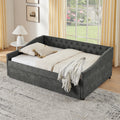 Beige Full Size Daybed With Usb Charging Extendable Bed
