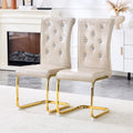 Beige Gold Dining Chair Side Chair Kitchen Chair Leisure Chair Lounge Chair Office Chair Armless Chair With Metal Legs