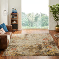 Beige Gold Rust Abstract Indoor Outdoor Area Rug