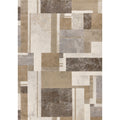 Beige Grey Geometric Overlapping Blocks High Traffic Plush Rug