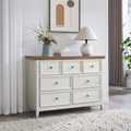 Beige Modern 7 Drawer Dresser Spacious Clothes Storage Cabinet
