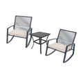 Beige Outdoor Bistro Set With Coffee Chairs Side Table Patio Conversation Set With Upholstered Cushions
