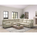 Beige Top Grain Leather Transitional Frame Motion Recliner 1Pc Sectional