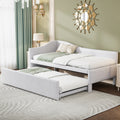 Beige Twin Size Upholstered Daybed With Trundle For Bedroom