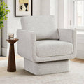 Beige Upholstered Swivel Barrel Accent Chair