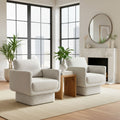 Beige Upholstered Swivel Barrel Accent Chair Set Of 2
