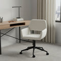 Beige And Black Adjustable Height Swivel Rolling Office Chair
