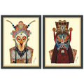 Beijin Opera Mask Jiangwei Dimensional Collage Wall Art Framed Under Glass