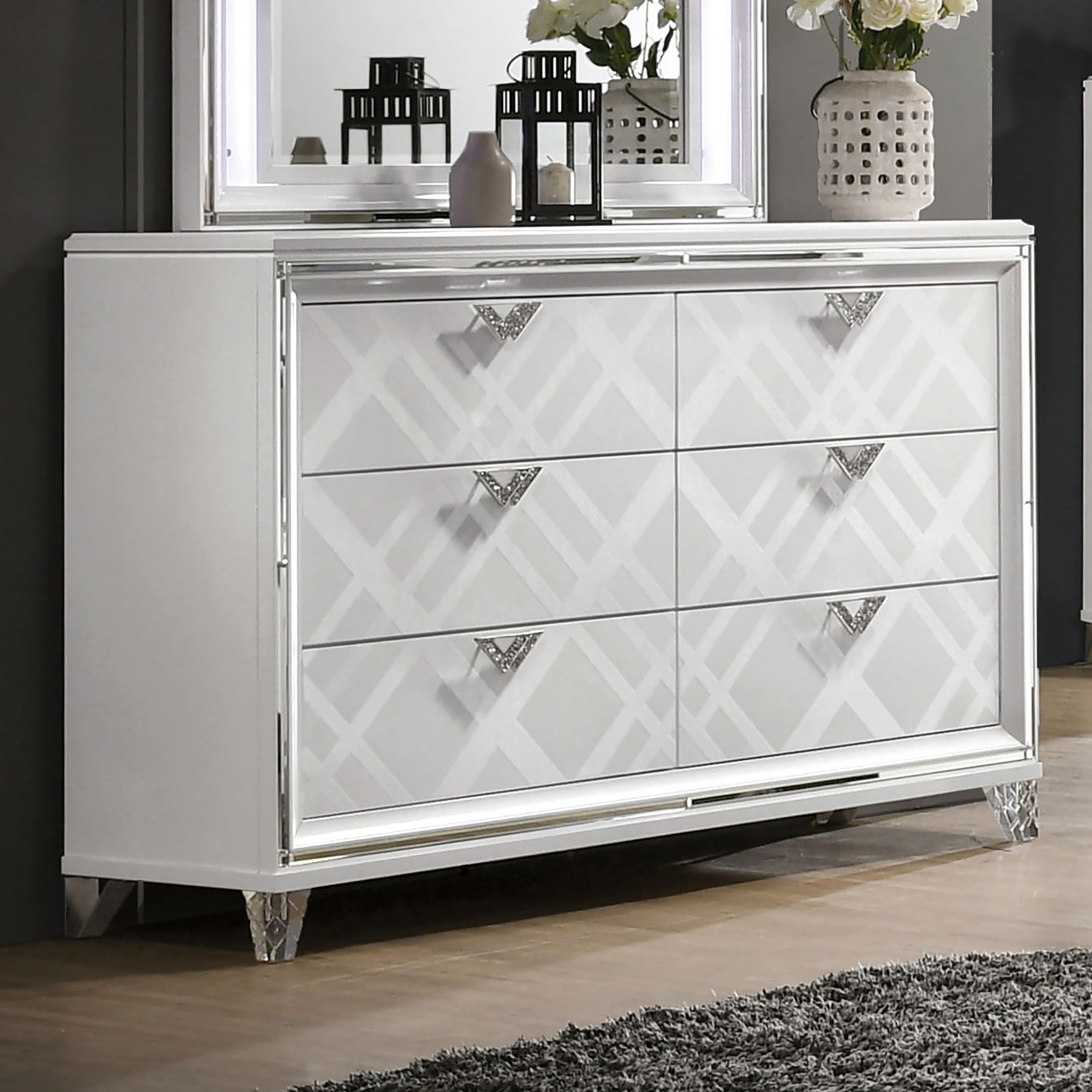 Furniture Of America Bel Air Contemporary Silver 6 Drawer Dresser