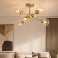 6 Light Sputnik Semi Flush Mount Ceiling Light With Glass Shade