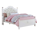 Bela Twin Size Bed W Button Tufted Headboard White Faux Leather