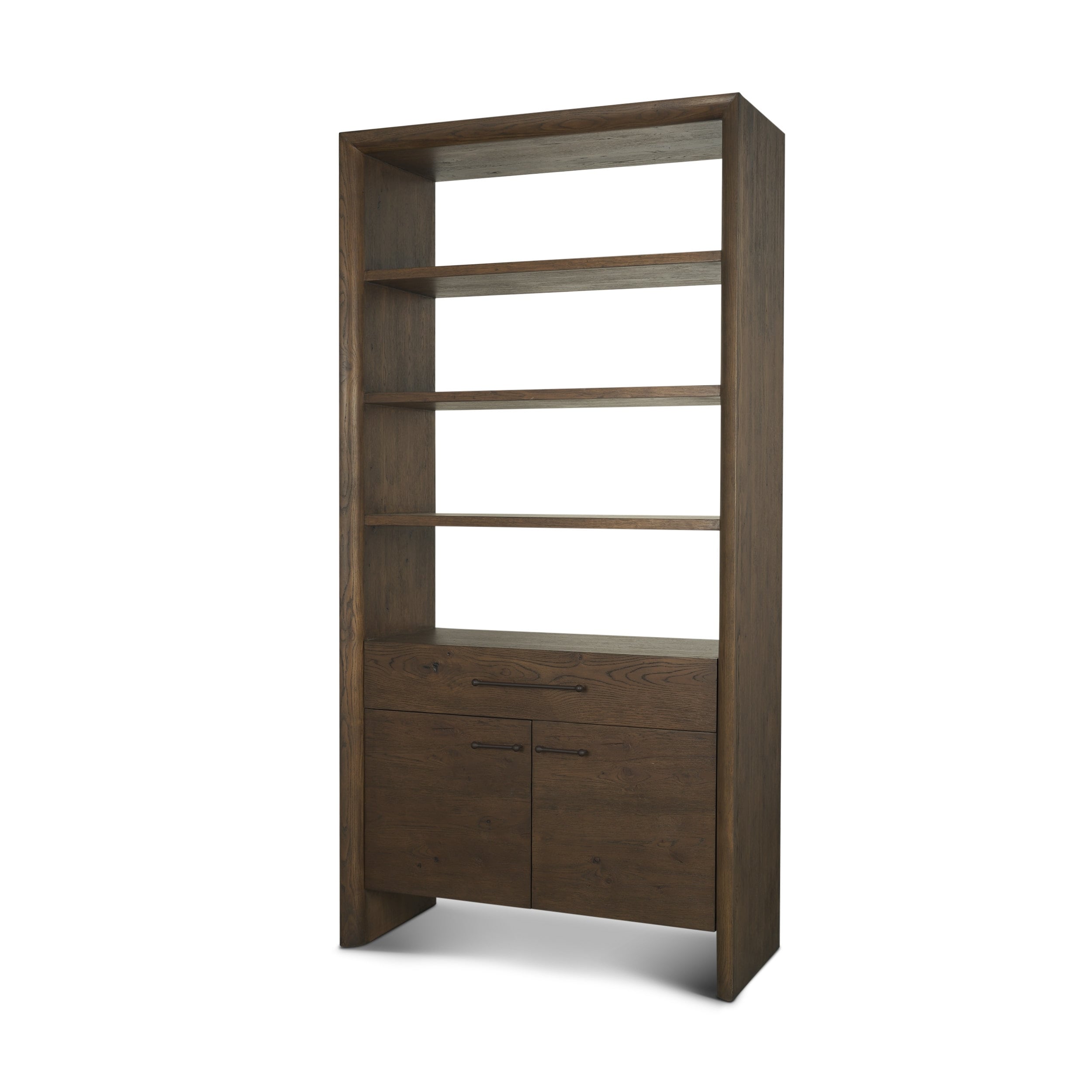 Belford 2 Door Open Dark Brown Oak Wood Shelving Unit 42.0L X 18.0W X 84.0H