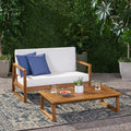 Belgian Outdoor Acacia Wood Chat Set With Coffee Table By Christopher Knight Home