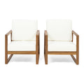Belgian Outdoor Acacia Wood Club Chairs With Cushions Set Of 2 By Christopher Knight Home