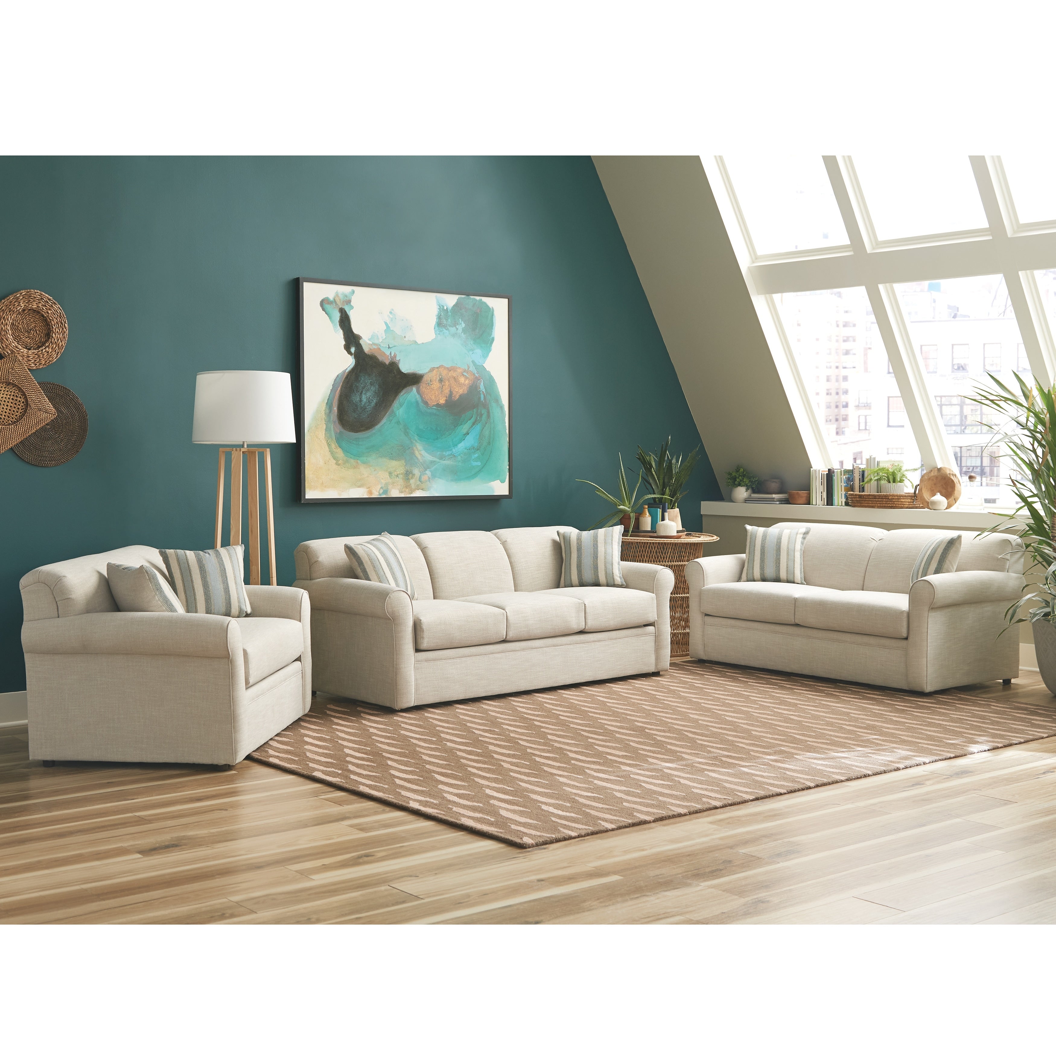 Belgian Queen Full Twin Ivory Sofa Bed With Gel Memory Foam Mattress