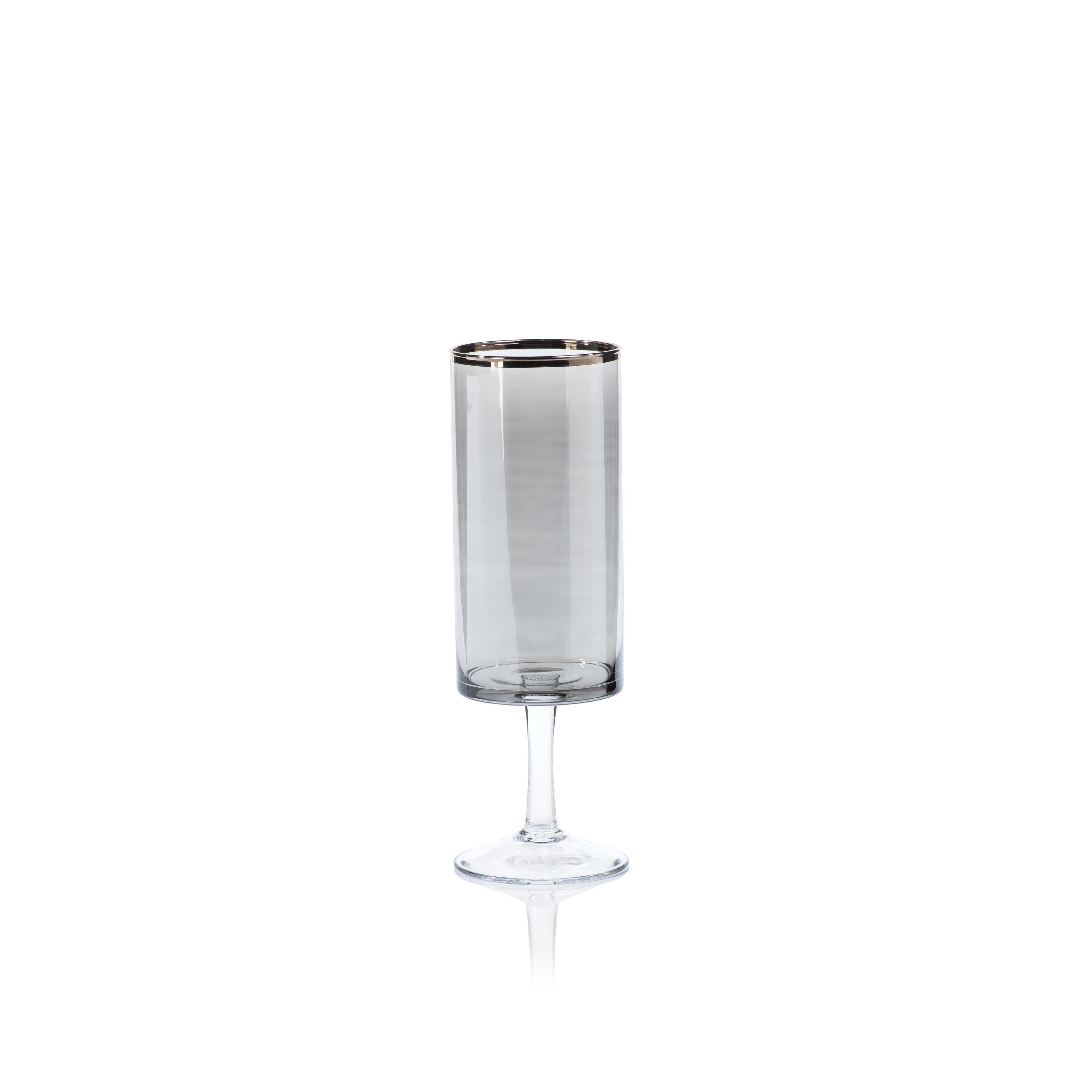 Belicia 14.5 Tall Black Luster Glass Hurricane With Platinum Rim